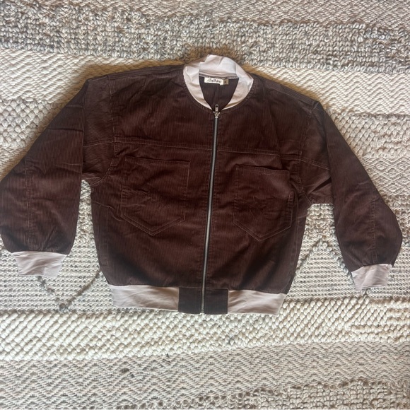Brown Corduroy Bomber Jacket - Zip Front - Picture 4 of 9